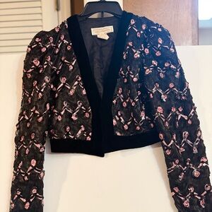 Embroidered Black and Pink Women's Jacket